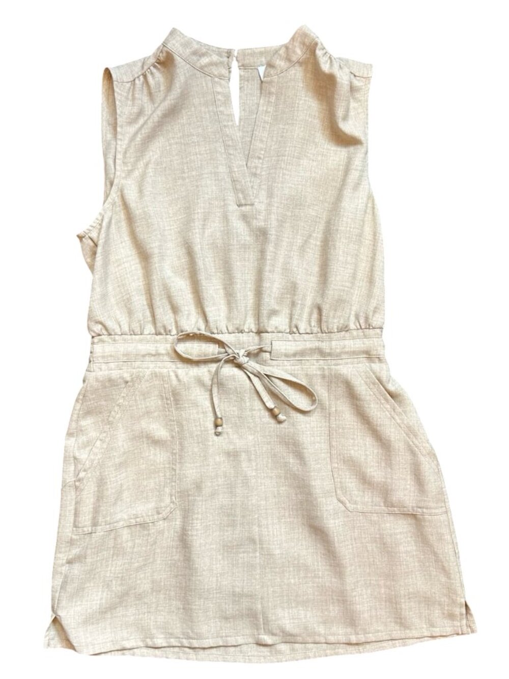 Emma & Michele Skort Tank Romper Jumpsuit Heathered Tan Women's M Tie Waist